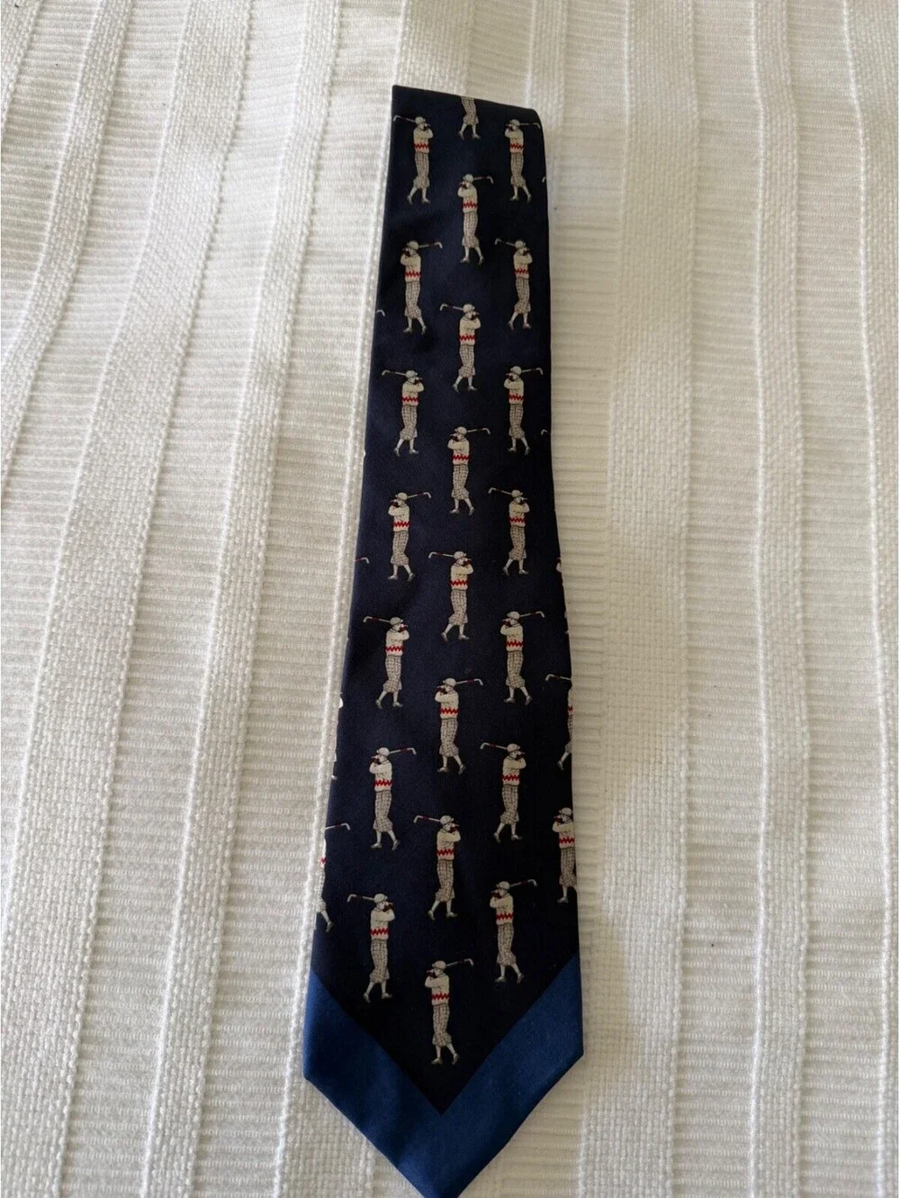 Polo Ralph Lauren Golf Silk Tie Hand Made Navy Golfer Novelty Vintage USA